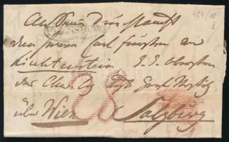 ca 1830 Cover with 28kr postage due "PRESSBURG" - Salzburg, ~1830 Levél 28kr portóval "PRESSBURG" - Salzburg