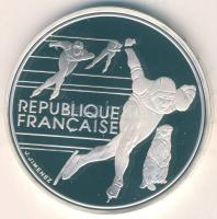 Franciaország 1990. 100Fr Ag "Téli olimpia-gyorskorcsolya" T:PP Eredeti díszdobozban!