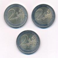 Németország 2010-2013. 2E (3xklf) forgalmi emlékérmek T:1- kis patina Germany 2010-2013. 2 Euro (3xdiff) circulating commemorative coins C:AU small patina Krause KM#285,#293,#314