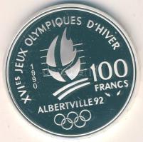 Franciaország 1990. 100Fr Ag "Téli olimpia-bobozás" T:PP Eredeti díszdobozban!