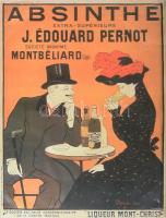 Absinthe Extra-Supérieure J. Édouard Pernot, vintage italreklám grafikájával díszített, modern fém tábla, kis kopásnyomokkal, 40x30 cm