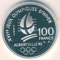 Franciaország 1991. 100Fr Ag "Olimpia - terep síelés" T:PP Eredeti díszdobozban!