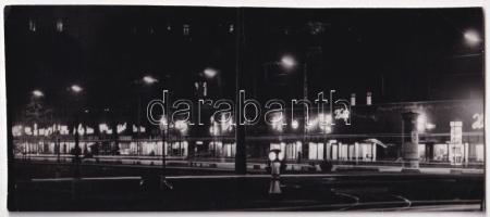 Éjjeli városkép, fényekkel sajtófotó 1966 23x10 cm