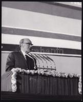 Választási nagygyűlés a Dunai Vasműben,Kádár János beszél,sajtófotó 1975 12x14 cm