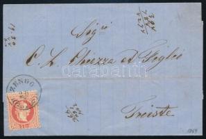 1869 5kr on cover "ZENGG" - Trieste, 1869 5kr levélen "ZENGG" - Trieste