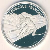 Franciaország 1989. 100Fr Ag "Téli olimpia-alpesi sí" T:PP Díszdobozban!