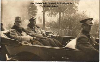 Der Kaiser mit General Falkenhayn in Siebenbürgen / IV. Károly és Falkenhayn tábornok Erdélyben autóban. Phot. Br. Schuhmann Wien 1918