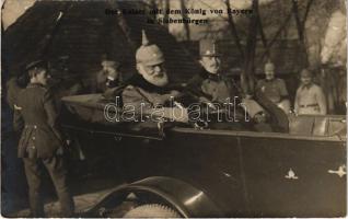 Der Kaiser mit dem König von Bayern in Siebenbürgen / IV. Károly és a bajor király Erdélyben autóban. Phot. Br. Schuhmann Wien 1918