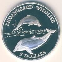 Niue 1992. 5$ Ag "Veszélyeztetett állatvilág-delfin" T:PP Díszdobozban!