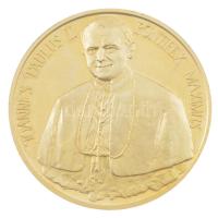 Kiss Sándor (1925-1999) 1991. Joannes Paulus II (II. János Pál pápa) / A Szentatya Szombathelyen 1991. aug. 19. aranyozott bronz emlékérem műanyag tokban (65mm) T:PP fo.