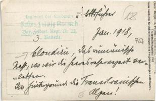 1918 Clondiru, Rumänien / Leutnant der Landwehr Julius Ludwig Roesch Bay. Feldart. Regt. Nr. 22. 3. ...