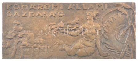 ~1970. Komáromi Állami Gazdaság egyoldalas bronz plakett dísztokban (139x69mm) T:2