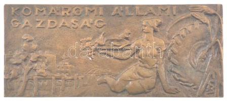 ~1970. &quot;Komáromi Állami Gazdaság&quot; egyoldalas bronz plakett dísztokban (139x69mm) T:2