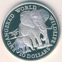 Cook szigetek 1990. 10$ Ag "Veszélyeztetett állatvilág-elefántok" T:PP Csak 25.000db! Dísz...