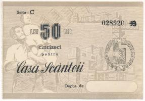 Románia ~1950. 50L Szabad Sajtó Háza téglajegy T:I- Romania ~1950. 50 Lei Casa Scanteii (House of the Free Press) brick ticket C:AU