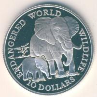 Cook szigetek 1990. 10$ Ag "Veszélyeztetett állatvilág-elefántok" T:PP Csak 25.000db! Dísz...