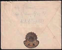 ~1915 HEERESGRUPPE BÖHM ERMOLLI dekoratív dombornyomású levélzáró tábori posta levél hátoldalán