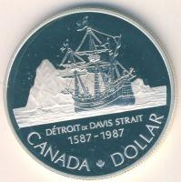 Kanada 1987. 1$ Ag "John Davis hajó" T:PP Tanúsítvánnyal! Eredeti díszdobozban!