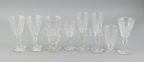 8 db antik biedermeier talpas pohár, korának megfelelő állapotban, vegyes méret és forma, m: 12-19 cm