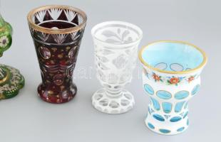 6 darabos Biedermeier üveg gyűjtemény, korának megfelelő állapotban, korának megfelelő kopásokkal, z...