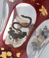 6 darabos Biedermeier üveg gyűjtemény, korának megfelelő állapotban, korának megfelelő kopásokkal, z...