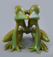 Zsolnay selyemfényű, eozinmázas béka. Nádor Judit (1934-2016) terve. Jelzett, 1980 körül, Pécs, mini...