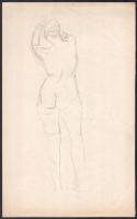 Mattyasovszky-Zsolnay László (1885-1935), kétoldalas mű: Álló női akt. Ceruza, papír. Egyik oldalon ...