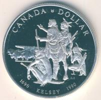 Kanada 1990. 1$ Ag "Henry-Kelsey-expedíció" T:PP Tanúsítvánnyal! Eredeti díszdobozban!