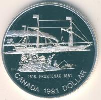 Kanada 1991. 1$ Ag "Frontenac-hajó" T:PP Tanúsítvánnyal! Eredeti díszdobozban!