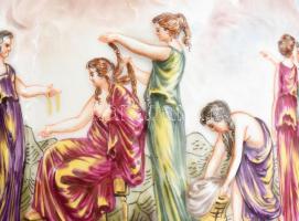 Régi Capodimonte kaspó, jelzett, kopásokkal, m: 14,5cm, d: 19 cm