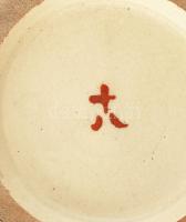 Antik japán Satsuma jellegű váza, kézzel festett fajansz, jelzett, kopott, mázrepedésekkel, m: 42 cm...