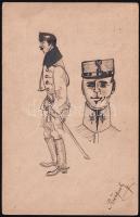 1915 Kézzel rajzolt katonai levelezőlap 14x9 cm