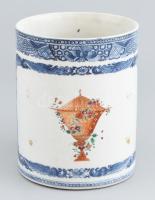 Antik Kínai porcelán korsó, jelzés nélkül, kopott, 1880-90 körül, m: 13,5 cm