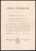 1949 Magyar Köztársaság Hivatali fogadalomlevél