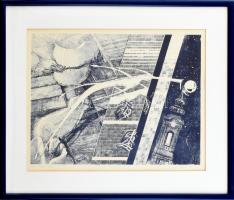 Rényi Krisztina (1956-): Városi tájkép. Litográfia, papír. Jelzett. 30x43 cm Üvegezett keretben
