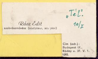 Rácz Edit (1936): Tél. Bronz, öntött, bársonnyal bevont fára applikálva, jelzett, 21x12x1,2 cm