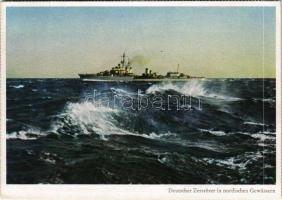 Deutsches Zerstörer in nordischen Gewässern. PK-Aufn. Kriegsber. Augst, Carl Werner / WWII German Navy destroyer
