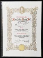 1997 Gyógyszerész aranydiploma Semmelweis Egyetem műbőr mappában 26x34 cm