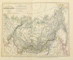 1855 Oroszország térképe. Színezett acélmetszet / Engraved map of Russia 27x23 cm