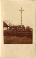 WWI Austro-Hungarian K.u.K. military, village with cross. photo (fl)