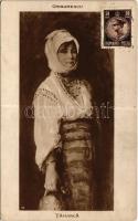 Taranca / Romanian folklore, peasant woman s: Grigorescu (ragasztónyom / glue marks)