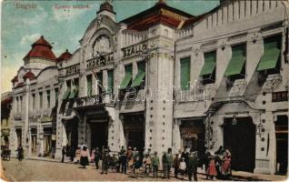 Ungvár, Uzshorod, Uzhorod; Korona szálló, Berkes és Horvát Mór üzlete. Steinfeld Dezső kiadása / hotel, shops (EM)