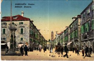 1916 Dubrovnik, Ragusa; Stradun / Stradone / street view, pharmacy + K.u.K. Militär-Stations-Commando Ragusa (EK)