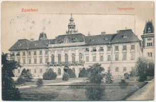 1909 Zombor, Sombor; Vármegyeháza. Kaufmann Emil kiadása. Leporellólap 10 képpel / county hall. leporellocard with 10 pictures (fl)