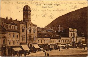 1911 Brassó, Kronstadt, Brasov; Búzasor, üzletek. Grünfeld Samu kiadása / Kornzeile / street view, shops (EK)