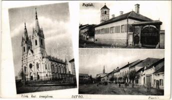 1944 Ditró, Gyergyóditró, Ditrau; Római katolikus templom, paplak, piactér / Catholic church, parish, market square