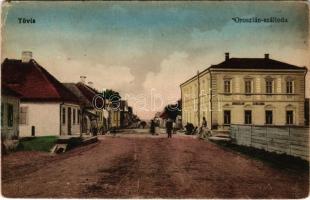 1917 Tövis, Teius; Oroszlán szálloda. Vasúti levelezőlapárusítás 8303. / hotel, street view (EM)