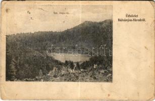 1909 Bálványosfürdő, Baile Balvanyos (Torja, Turia); Szent Anna tó. Fénynyomat Divald műintézetéből / lake (b)