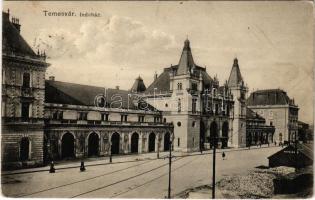 1912 Temesvár, Timisoara; Józsefvárosi pályaudvar, indóház, vasútállomás, vendéglő / Bahnhof / railway station, restaurant (EK)