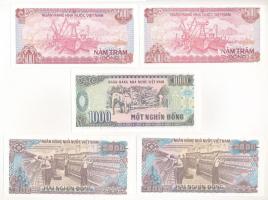 Vietnám 1988. 500D (2x) + 1000D + 2000D (2x) T:I,I-
Vietnam 1988. 500 Dong (2x) + 1000 Dong + 2000 ...